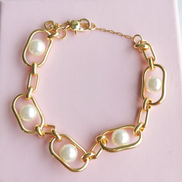 Kate Spade Glamorous Strands Pearl Gold Bracelet NEW - Picture 1 of 3